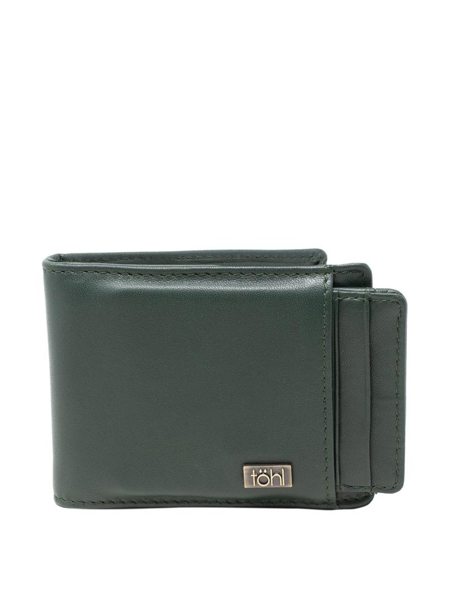 Tohl Halle Green Casual Leather Bi-Fold Wallet, Keychain & Pen Holder Set for Men