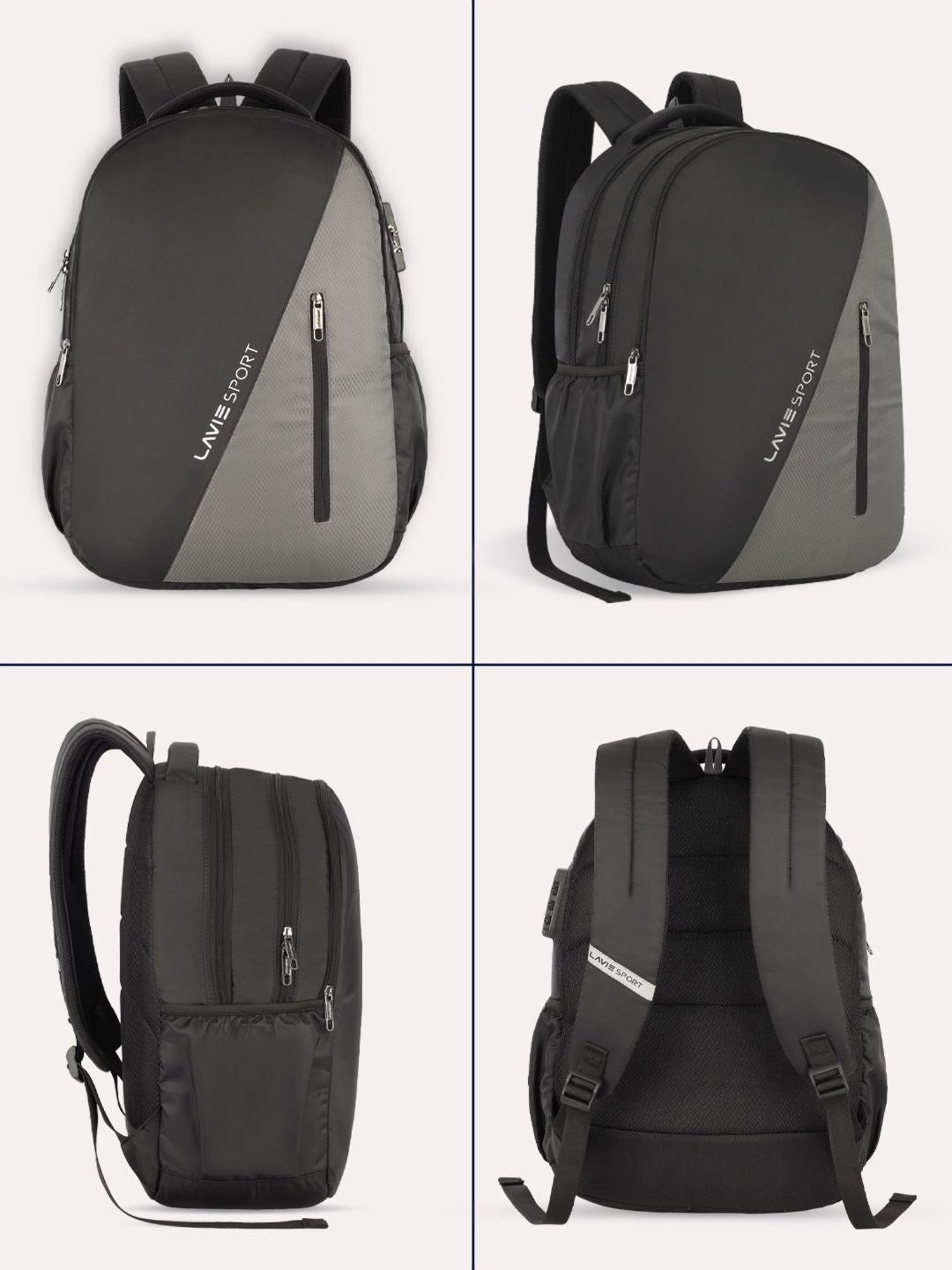 Lavie Sport Diagonal 36L Anti-theft Laptop Backpack For Men & Women (Black)