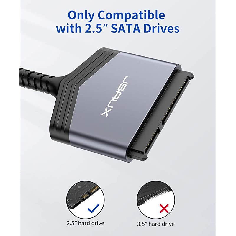 SATA to USB A Cable  USB A 30 to 25 SATA III Hard Drive Adapter Aluminum Shell Nylon Cord External Converter for SSDHDD Data TransferGrey