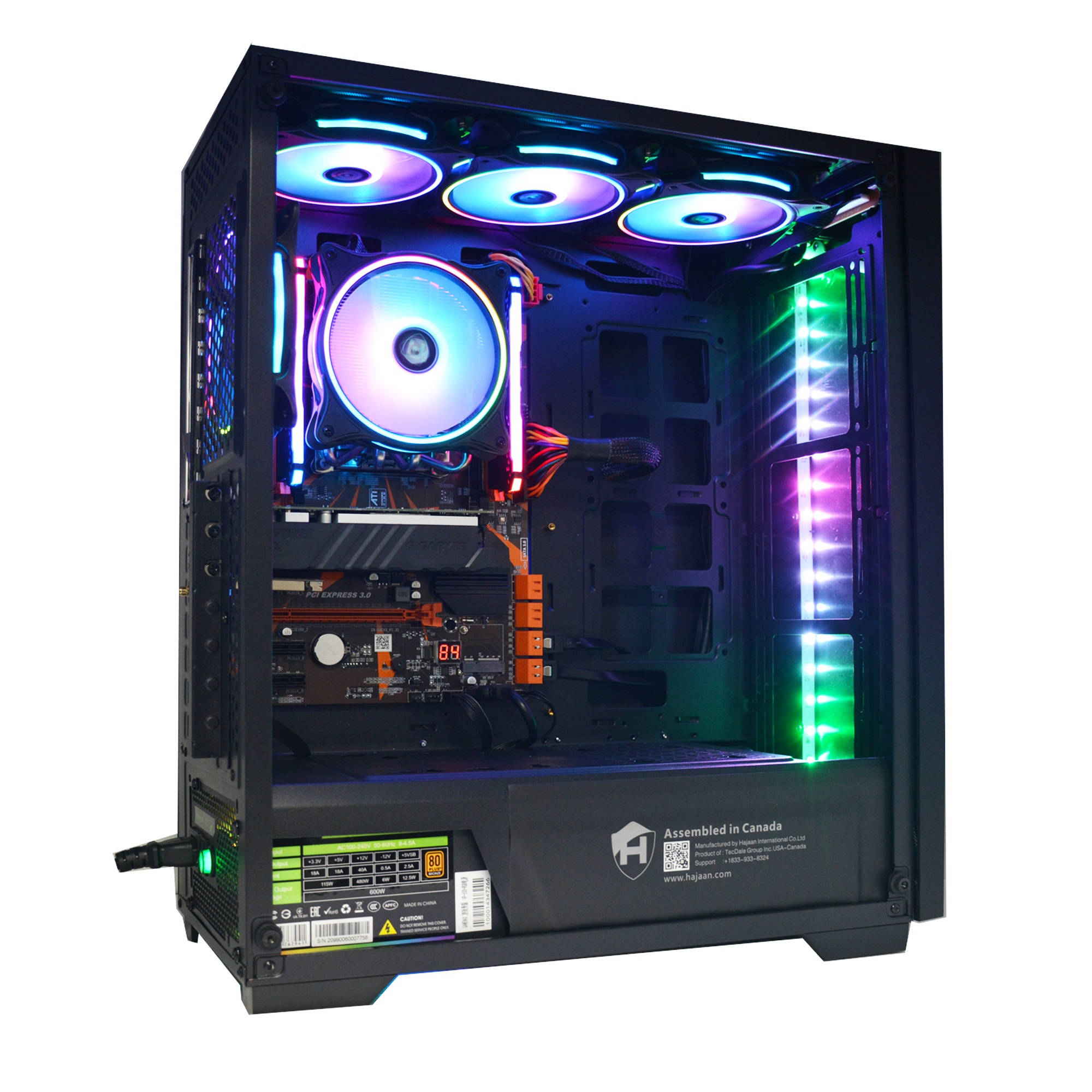 HAJAAN Thunder T50 Gaming Desktop Tower PC - AMD Ryzen 5 3600X Hexa-Core Processor 3.8GHz, 16GB DDR4 RAM, 512GB SSD+1TB HDD, Nvidia GeForce GTX 1650 4GB, WIFI Windows 10 Home, NEW