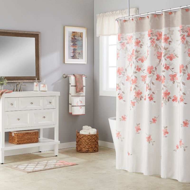 Coral Garden Floral Shower Curtain Coral - Saturday Knight Ltd.