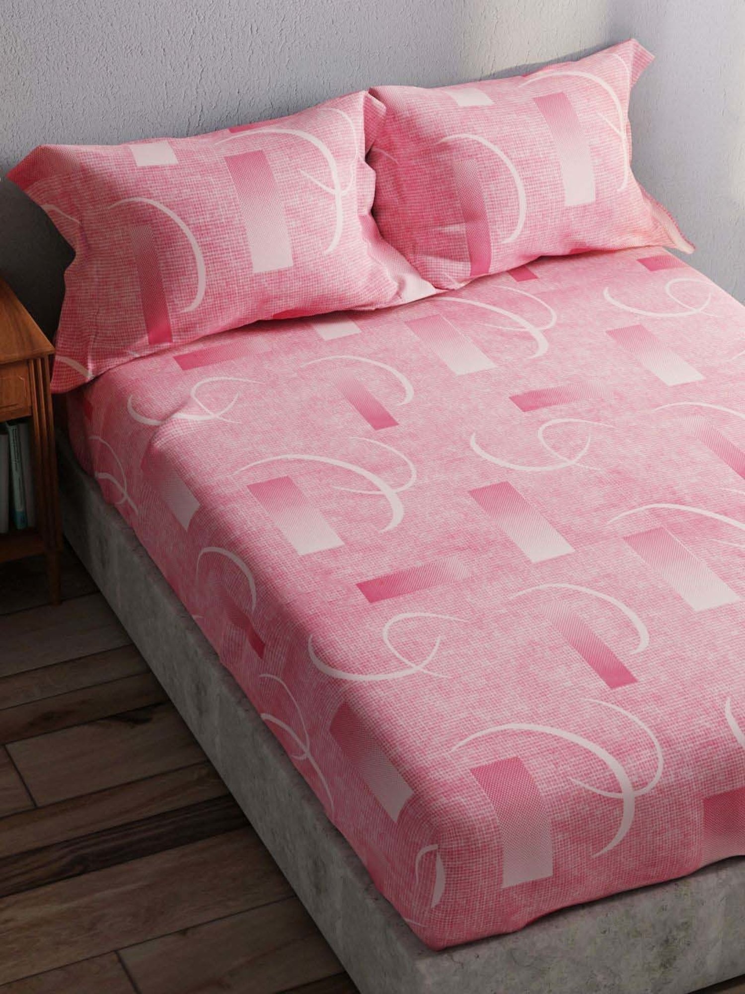Bianca Amolina Pink 135 TC Cotton Double Bedsheet with 2 Pillow Covers