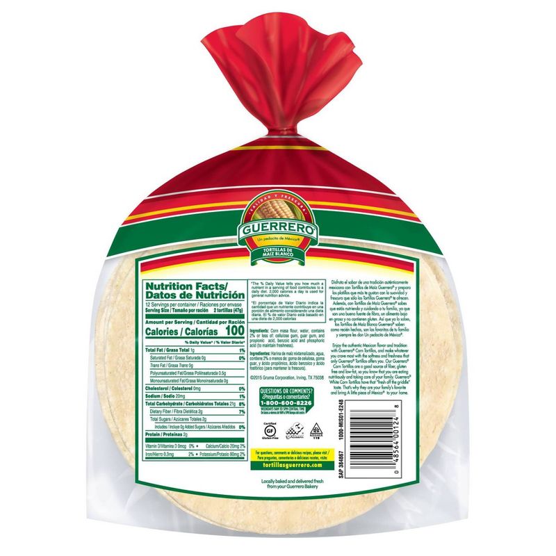 Guerrero Gluten Free White Corn Tortillas - 25oz/30ct
