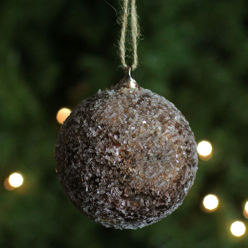 Allstate Floral Bronze Iced Glass Christmas Ball Ornament 3.25" (80mm)