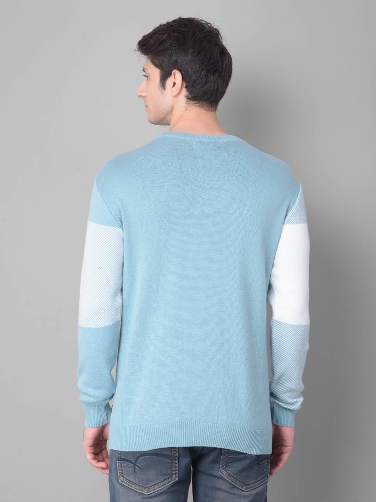 Crimsoune Club Blue Cotton Regular Fit Checks Sweater