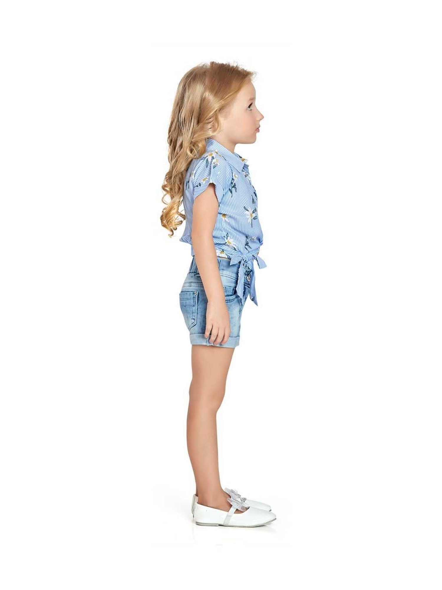Peppermint Kids Blue Floral Print Top Set