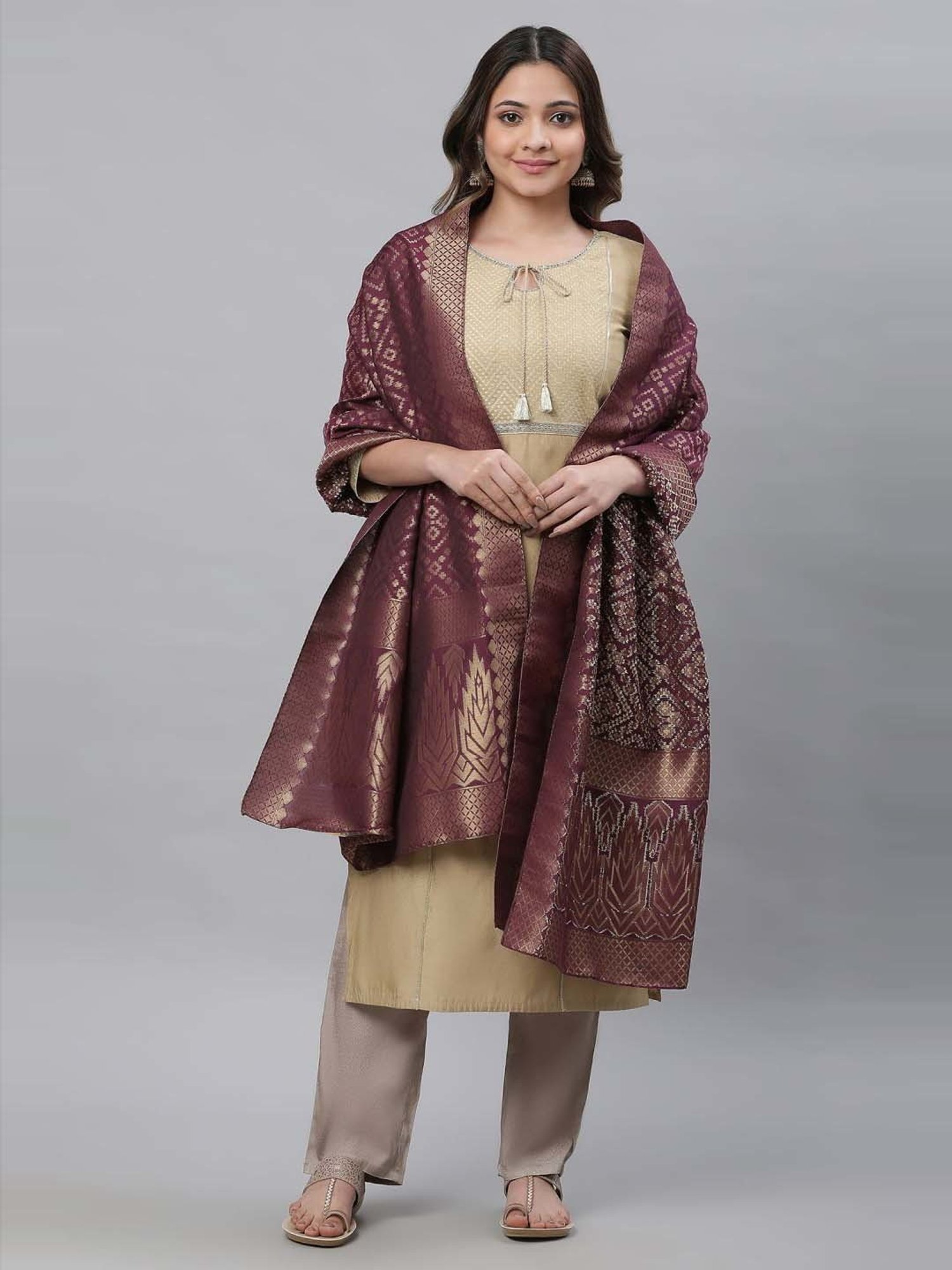 Aurelia Purple Woven Pattern Dupatta