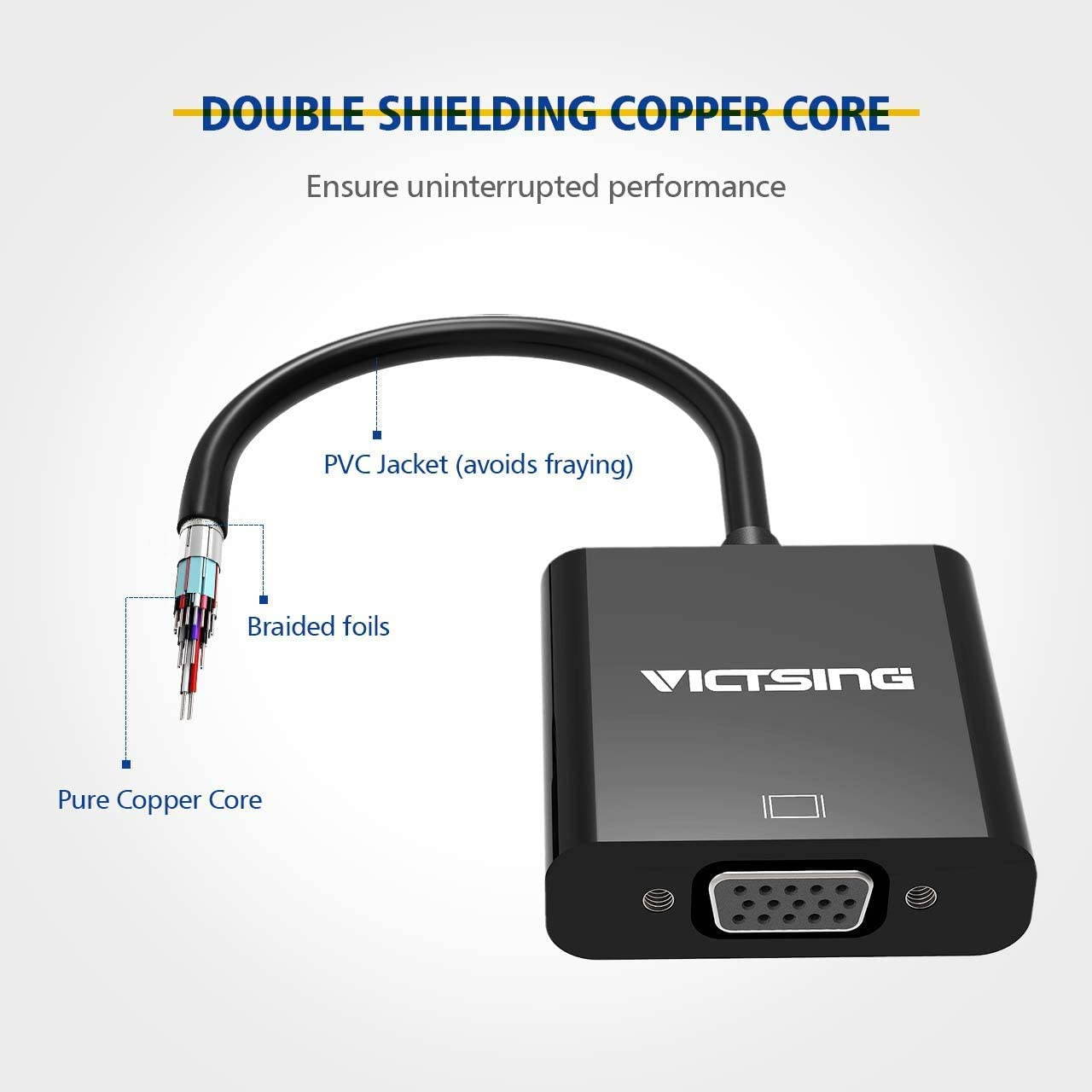 DisplayPort DP to VGA Adapter, Gold-Plated Converter for PC Laptop, DP to VGA Adapter Cable, Male to female, Compatible for PC, Monitor, Projector, TV.