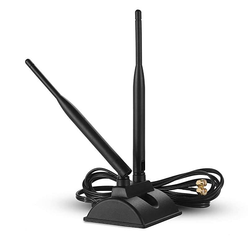 WiFi Antenna with Extension Cable 6.5Ft RP-SMA Male Connector, 2.4GHz/5GHz Band Antenna Magnetic Base for WiFi Wireless Router Mobile Hotspot Signal Enhancement