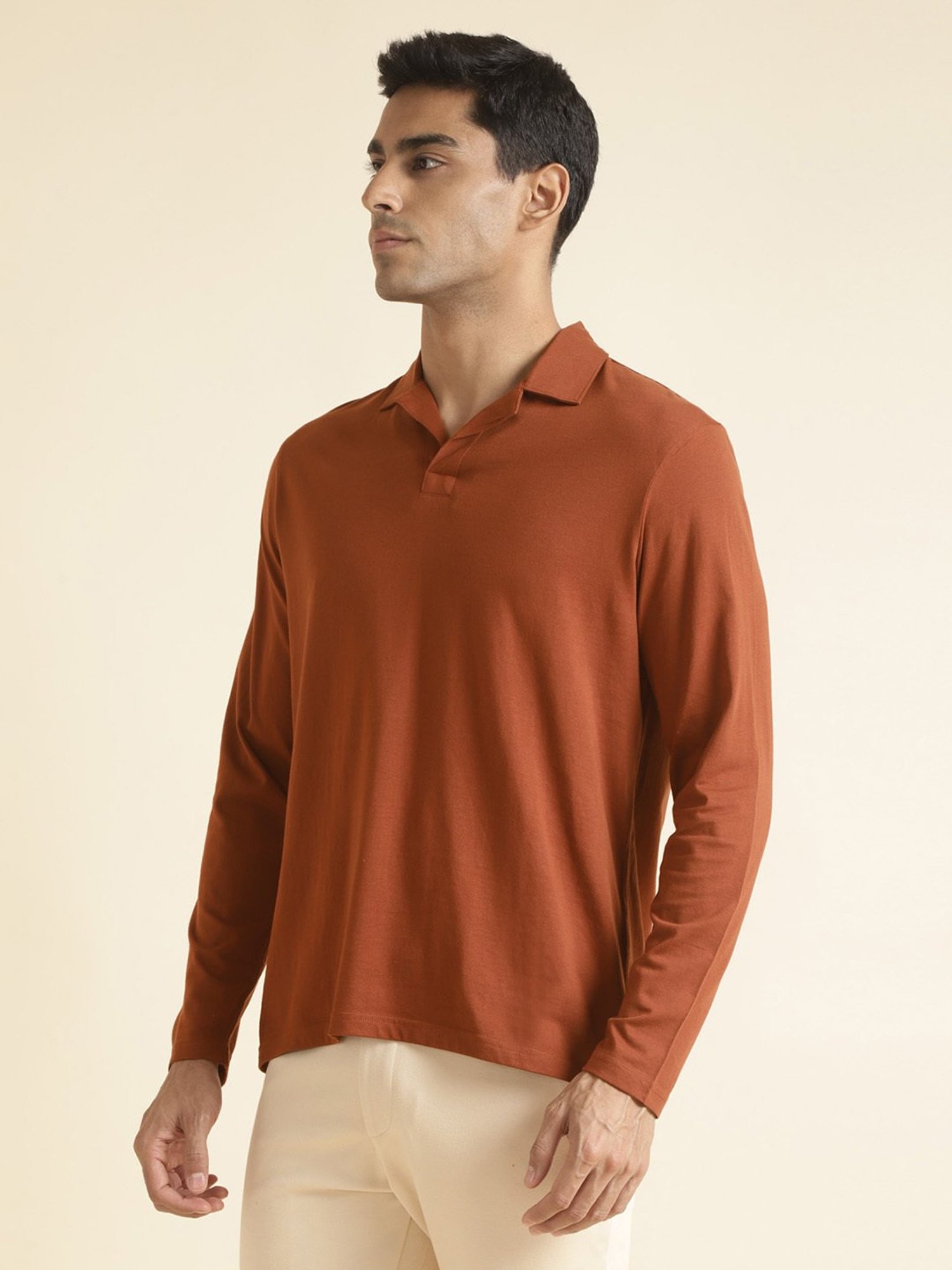 ANDAMEN Rust Regular Fit Cotton Polo T-Shirt