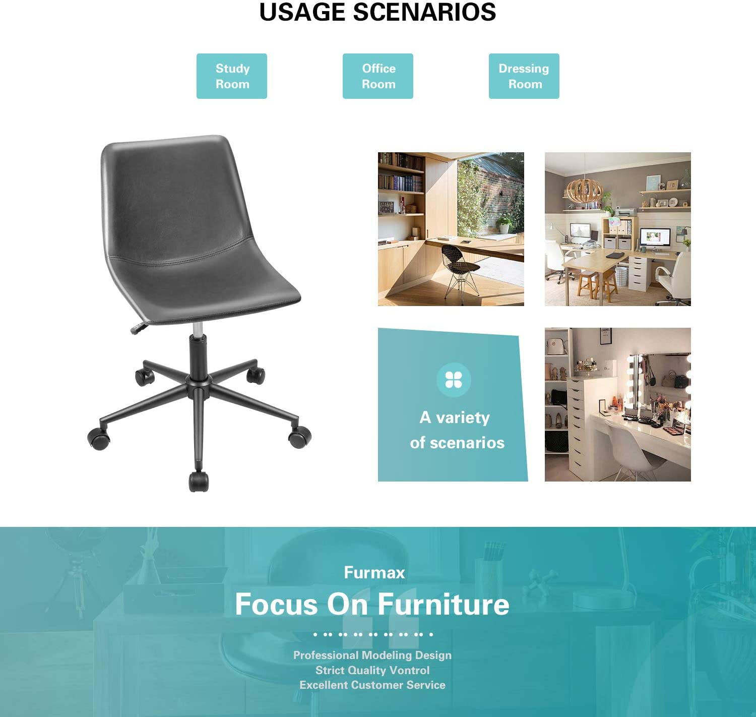 Global Leather Task Chair, Black (8993BK450/550) 