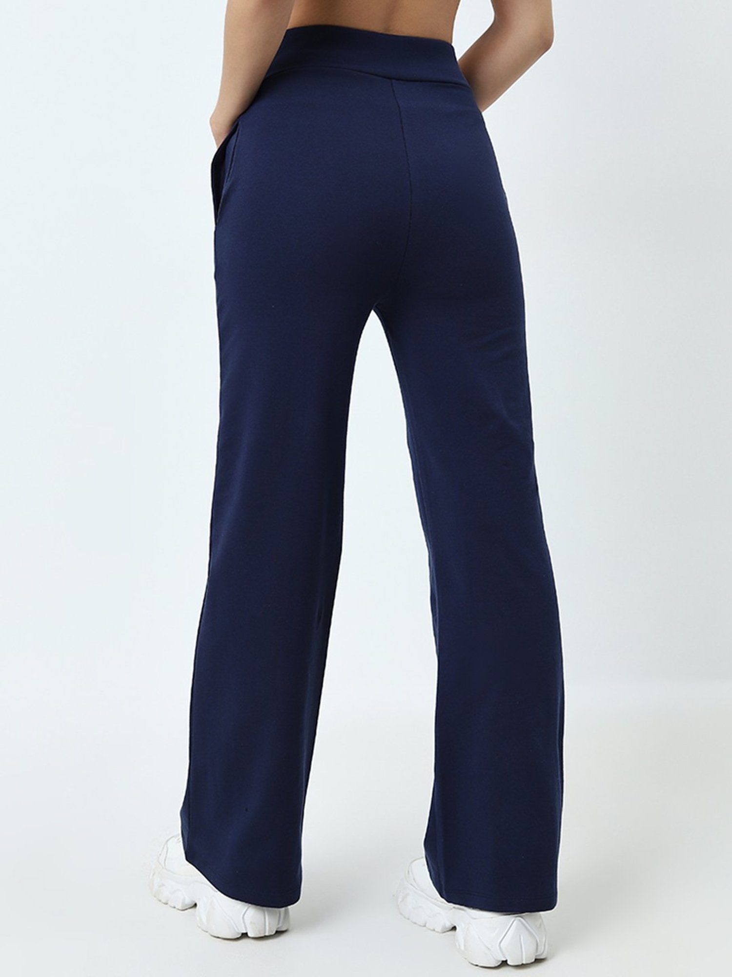 Studiofit by Westside Navy High-Rise Cotton Blend Track Pants