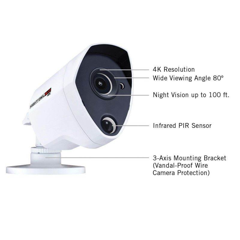 night owl cl84p24k channel 4k ultra hd wired smart security dvr with 2 tb hard drive and 4x 4k ultra hd wired infrared cameras