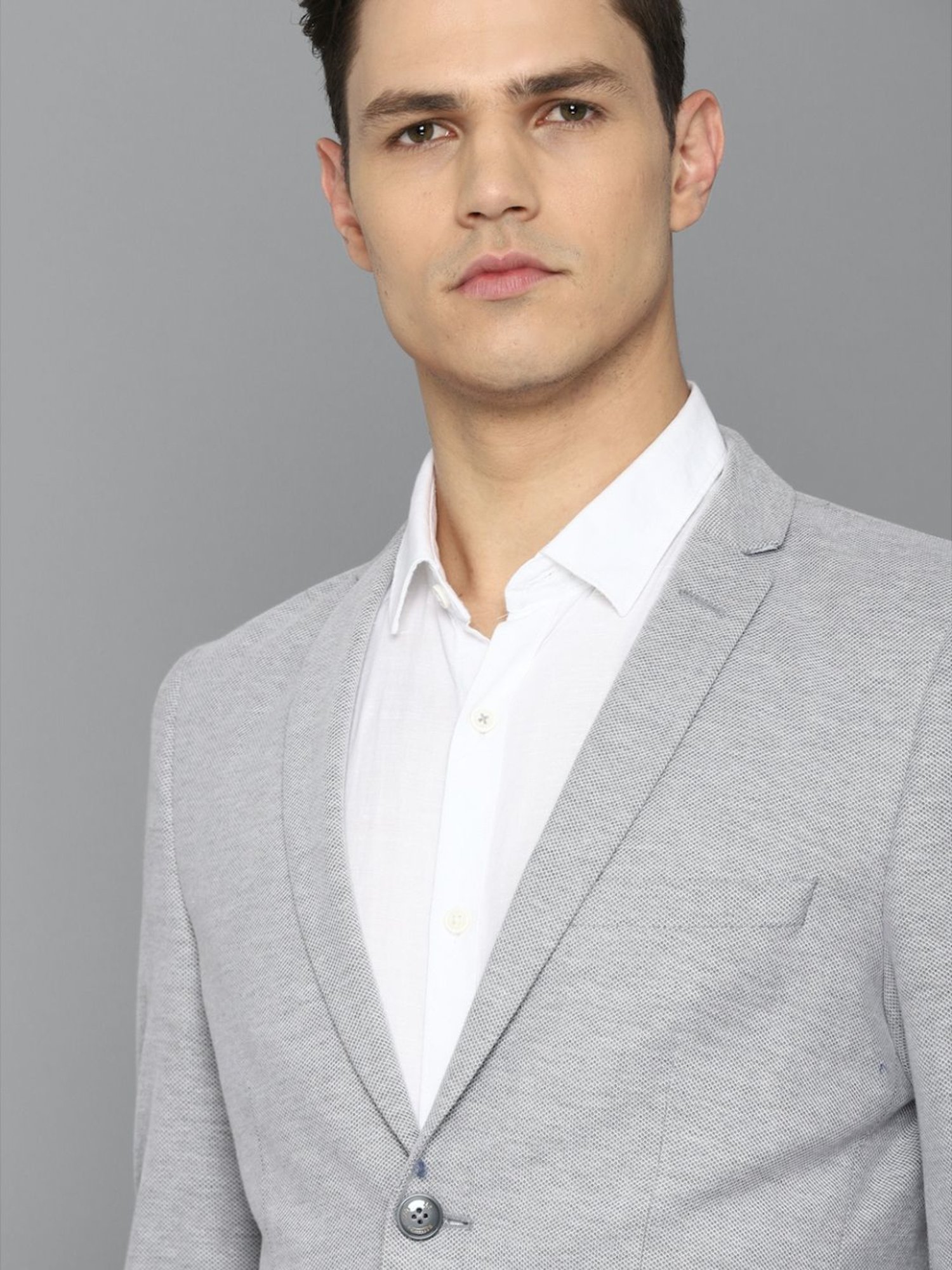 Louis Philippe Sport Grey Slim Fit Texture Blazer