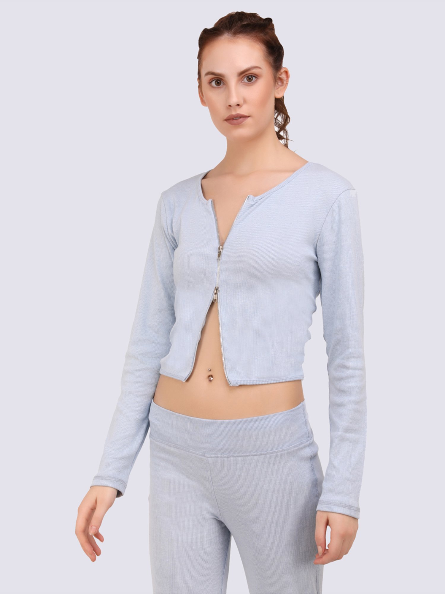 EVERDION Grey Cotton Sports Top