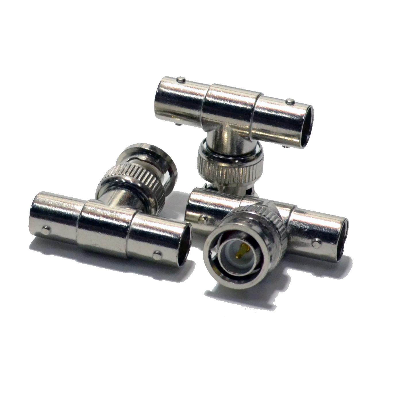 100 pack BNC 1 Male to 2 Female T Type Splitter CCTV