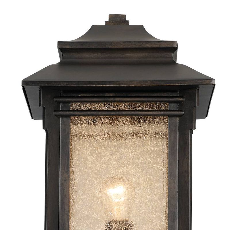 Franklin Iron Works Rustic Outdoor Post Light Walnut Bronze Vintage 21 1/2" Frosted Cream Glass Lantern for Exterior Garden Yard