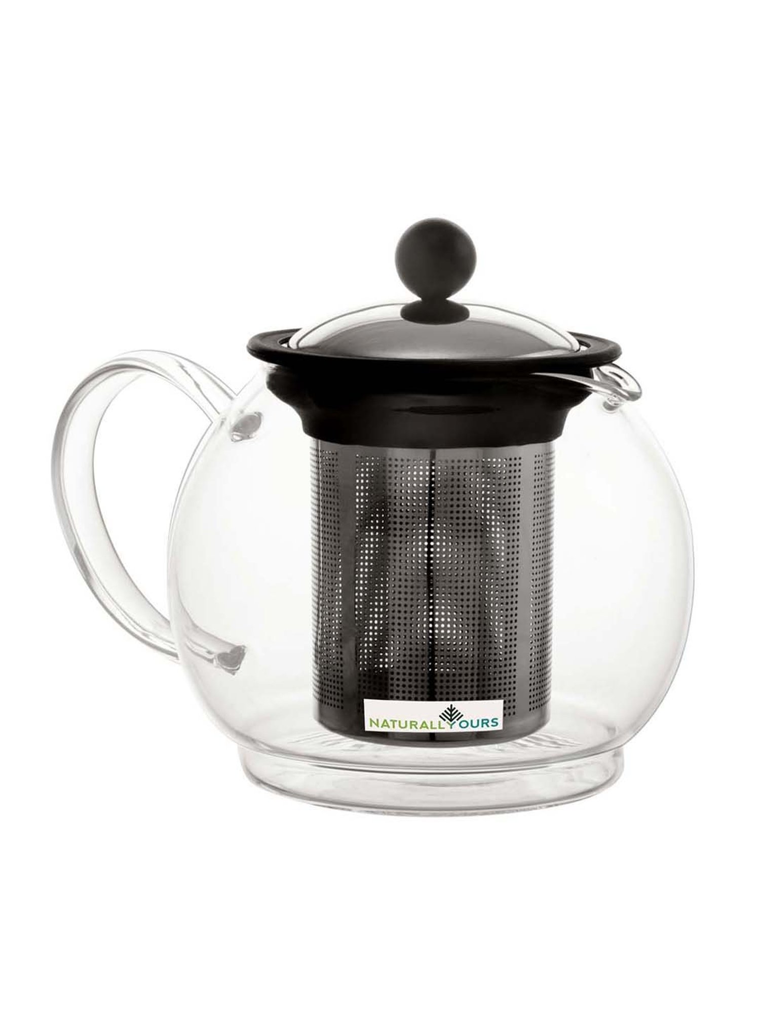 NATURALLYOURS Borosilicate Glass Tea Kettle with Stainless Steel Filter - 500 ml