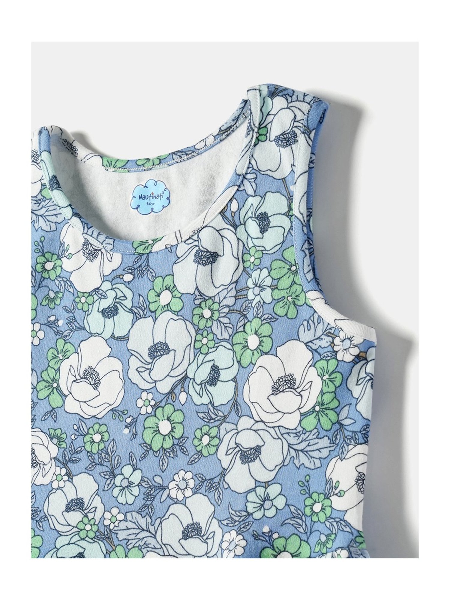 Nauti Nati Kids Blue Floral Print A Line Dress