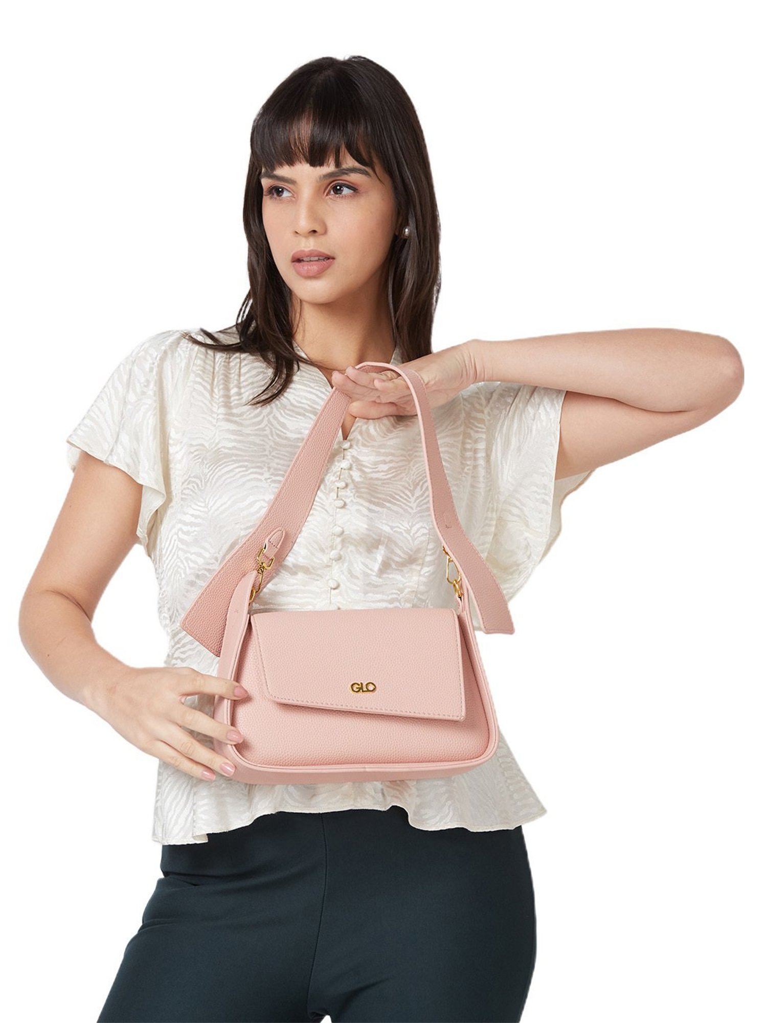 Globus Women Pink Textured Vegan Leather Handheld Bag