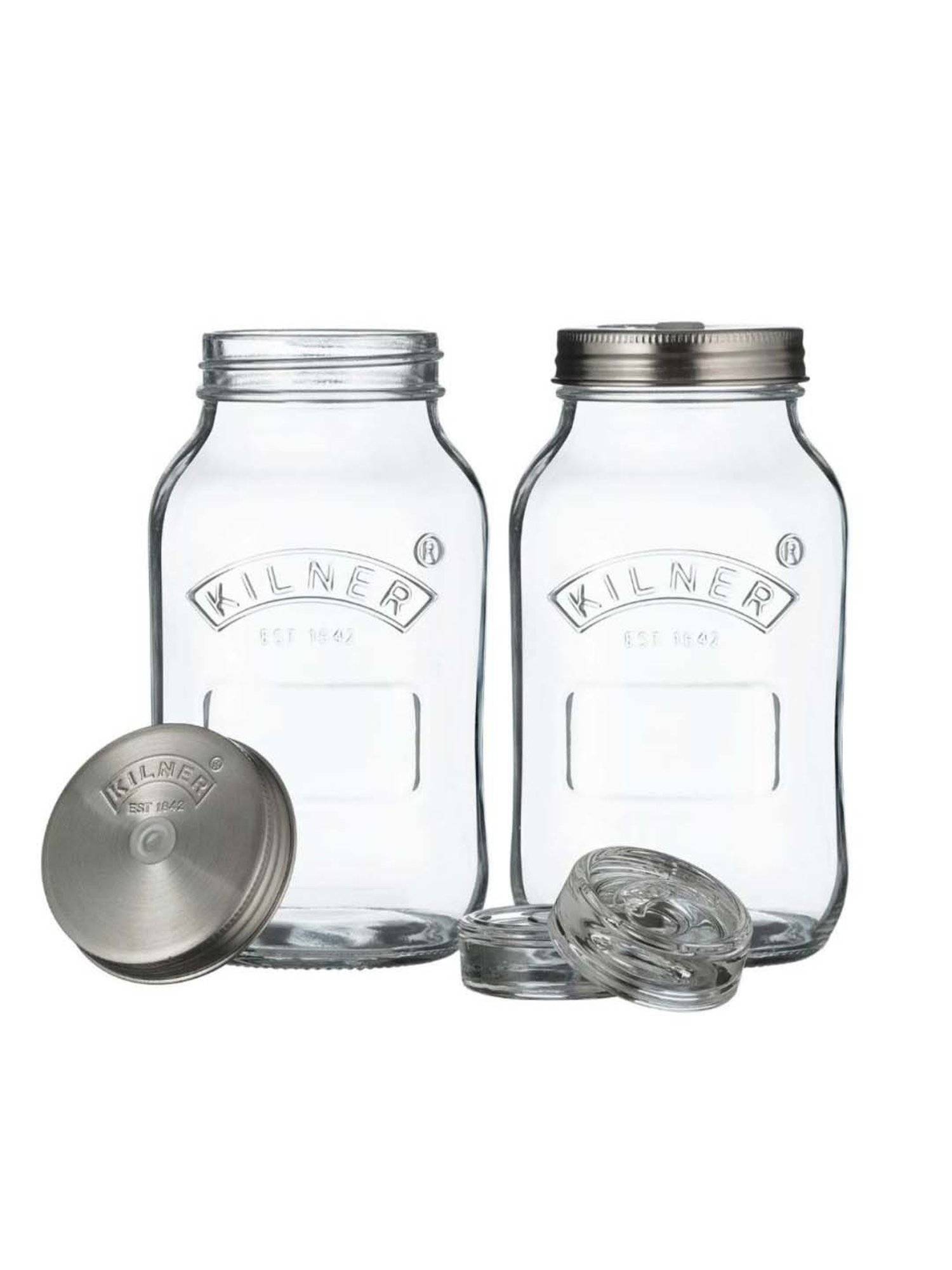 Kilner Transparent Stainless Steel Small Fermentation Jars (1 L)