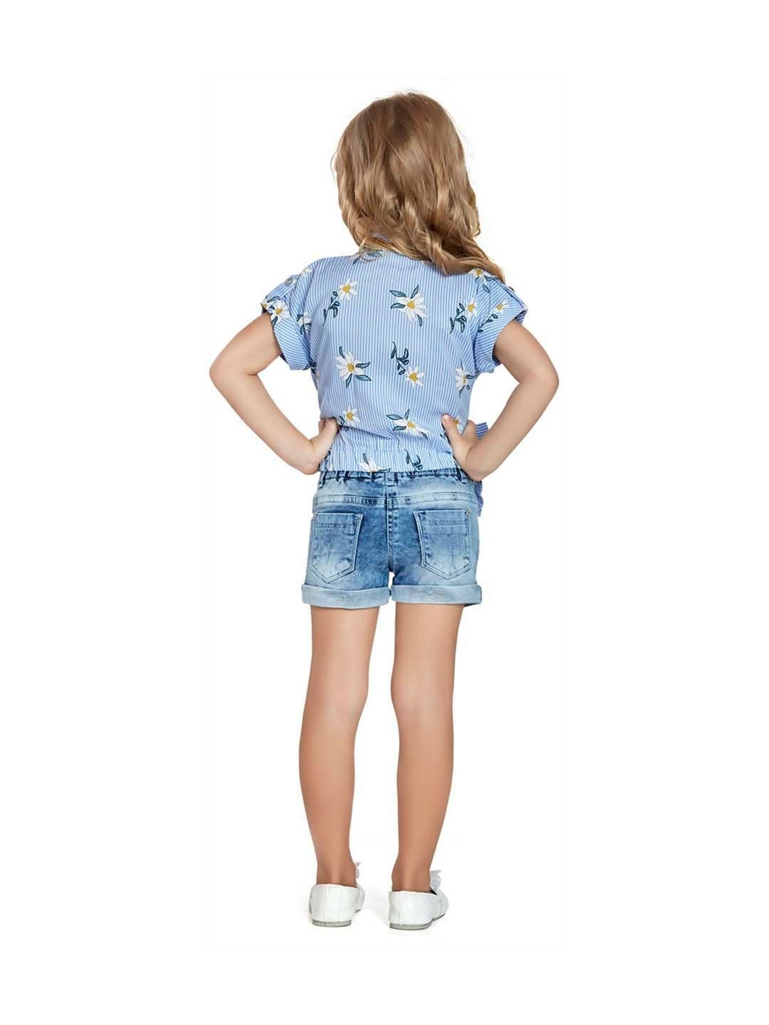 Peppermint Kids Blue Floral Print Top Set