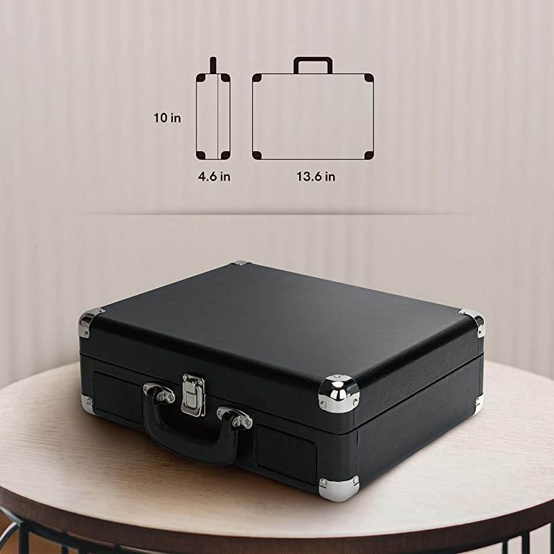 Vinyl Record Player, 3 Speed Turntable Record Player with 2 Built in Stereo Speakers, Replacement Needle, Supports RCA Line Out, AUX in, Portable Vintage Suitcase