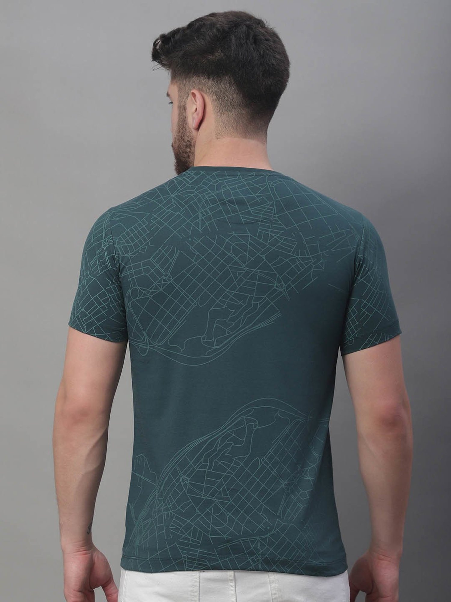Venitian- Forbidden Clothing Dark Green Slim Fit Printed T-Shirt