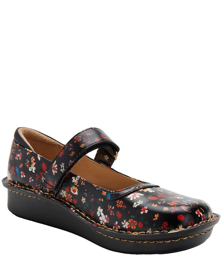 Alegria Belle Floral Printed Leather Mary Janes