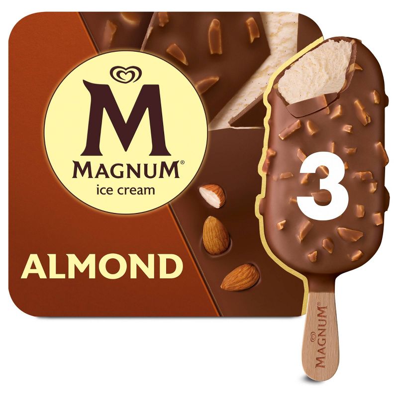 Magnum Vanilla Ice Cream Bars Dipped in Milk Chocolate and Almonds - 3ct