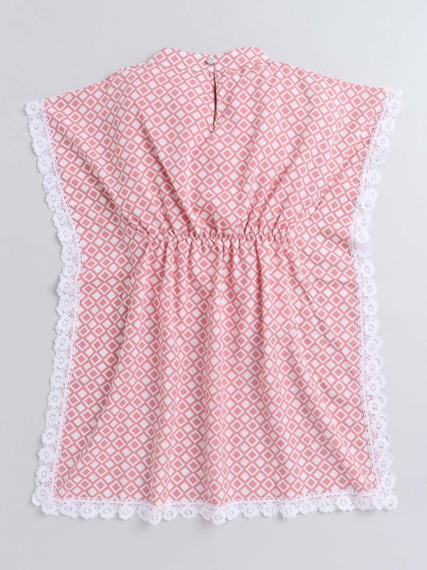 The Magic Wand Kids Onion Pink & White Printed Dress