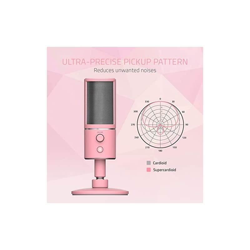 Seiren X USB Streaming Microphone: Professional Grade - Built-in Shock Mount - Supercardiod Pick-Up Pattern - Anodized Aluminum - Quartz Pink