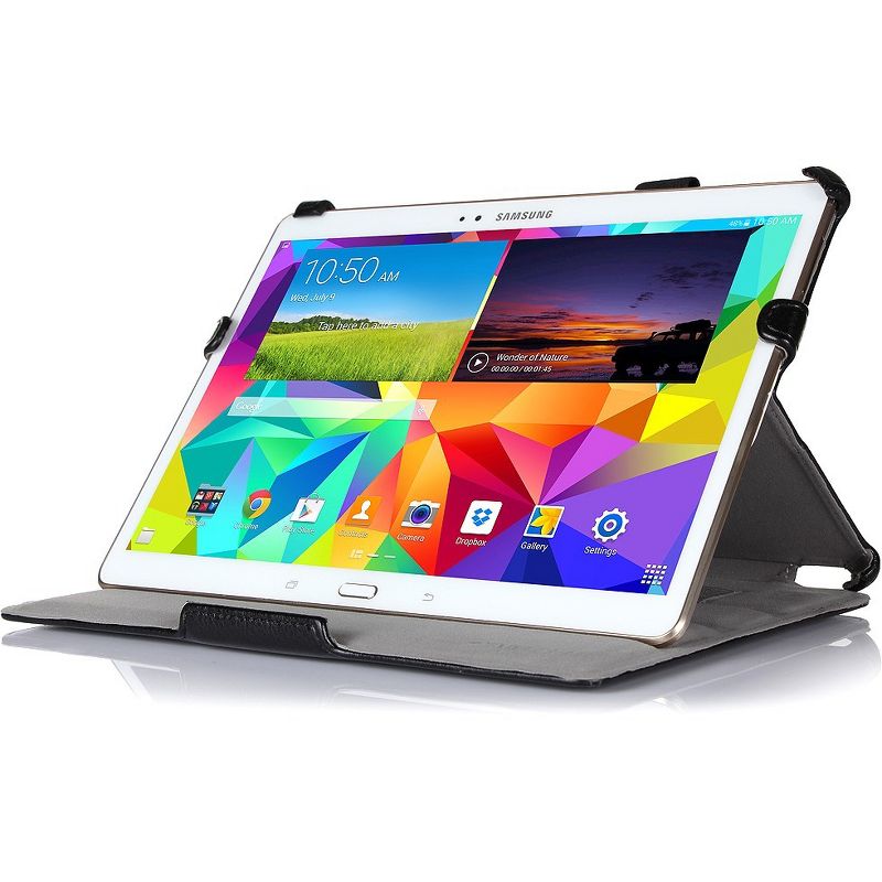 Amzer Carrying Case (Portfolio) for 10.5" Tablet - Black - Scratch Resistant - Vegan Leather, MicroFiber - Textured - Hand Strap