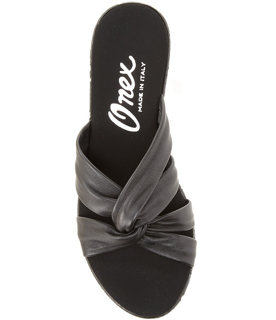 Onex Katya Leather Knot Wedge Slides