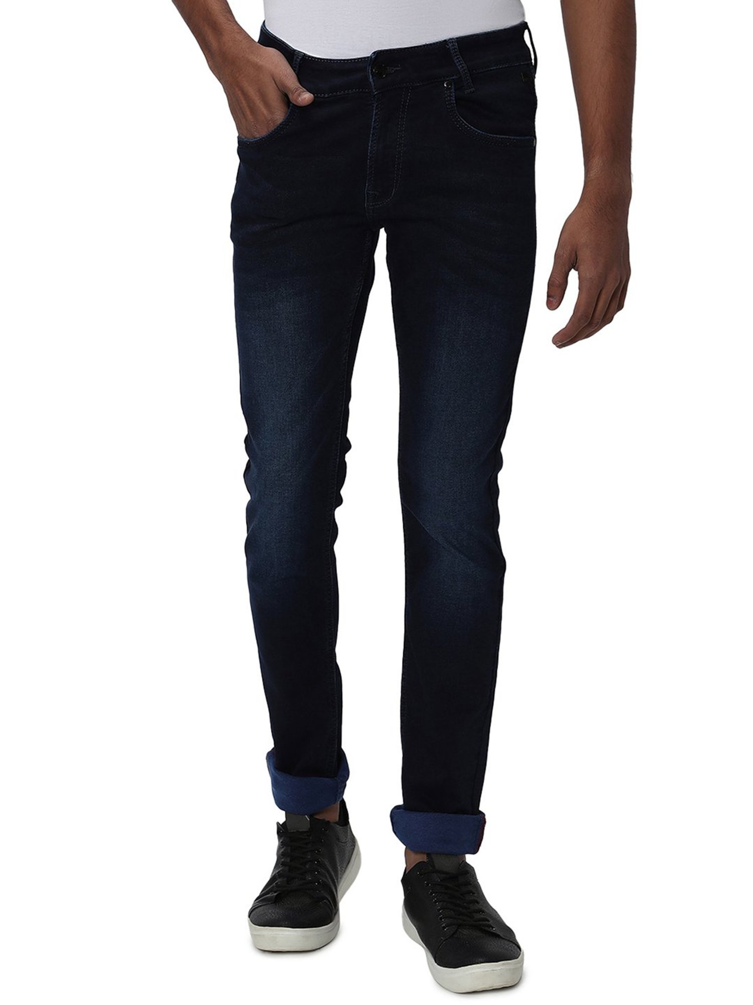 Mufti Navy Slim Fit Lightly Washed Jeans