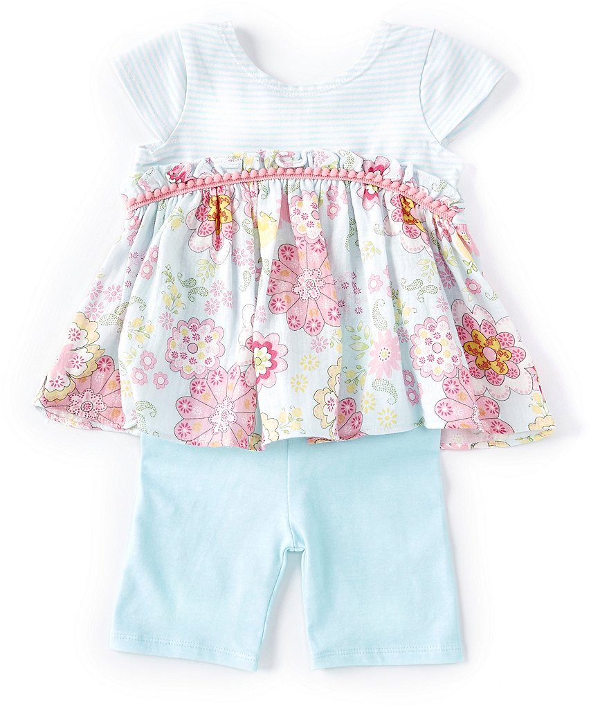 Peek Baby Girls 3-24 Months Long-Sleeve Embroidery Floral Print Babydoll Top & Pant Set