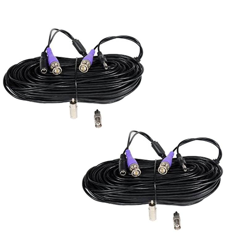 2 Pack 100ft HD Security Camera Video Power Cables PreMade AllinOne Extension Wire Cord with BNC RCA Connectors for 720P 960P 960H CCTV Surveillance Camera DVR System WT2