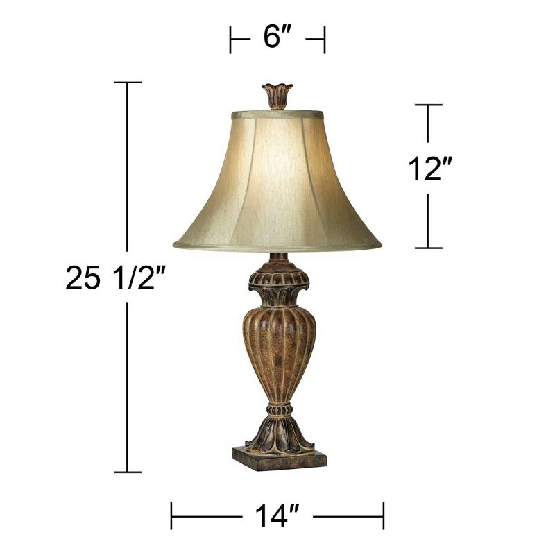 Regency Hill Traditional Table Lamp Urn Two Tone Bronze Off White Bell Shade for Living Room Family Bedroom Bedside Nightstand