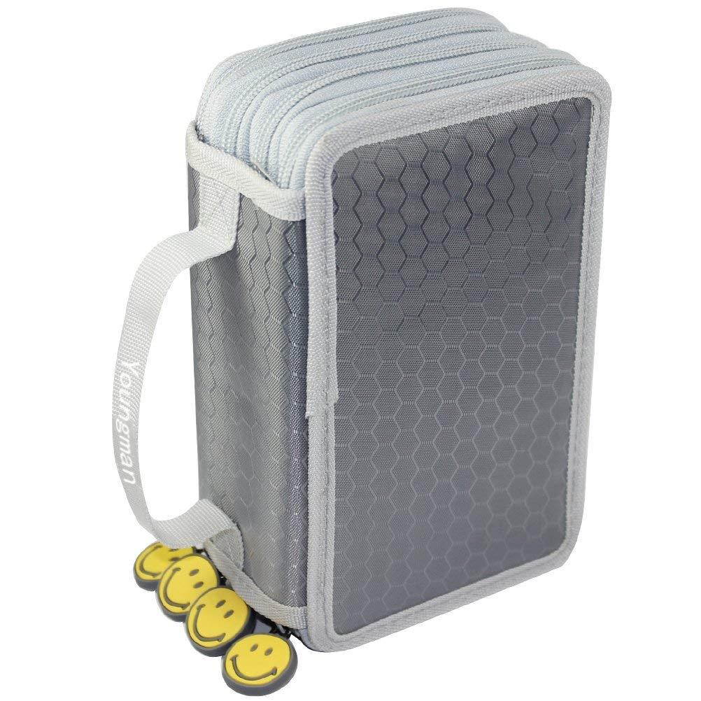 Youngman 72 Piece Colors Super Large Capacity Multi-layer Students Pencil Case Pen Bag Pouch Stationary Case Makeup Cosmetic Case Bag (Gray)