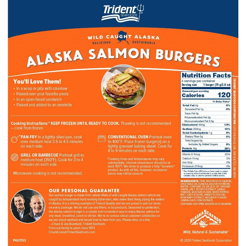 Trident Alaskan Salmon Burgers - Frozen - 11.2oz/4ct