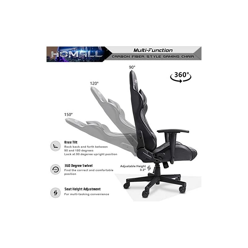 Gaming Chair Office Chair High Back Computer Chair PU Leather Desk Chair PC Racing Executive Ergonomic Adjustable Swivel Task Chair with Headrest and Lumbar Support (Dark Black)