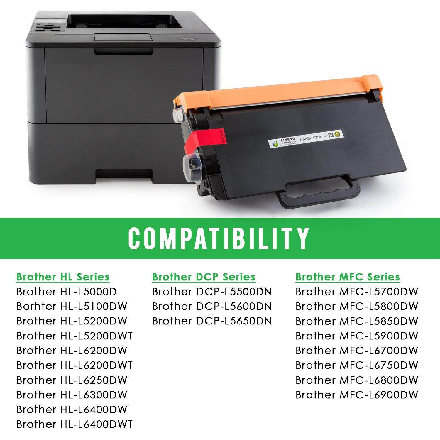 LINKYO Compatible Toner Cartridge Replacement for Brother TN850 TN-850 TN820 (Black, High Yield)