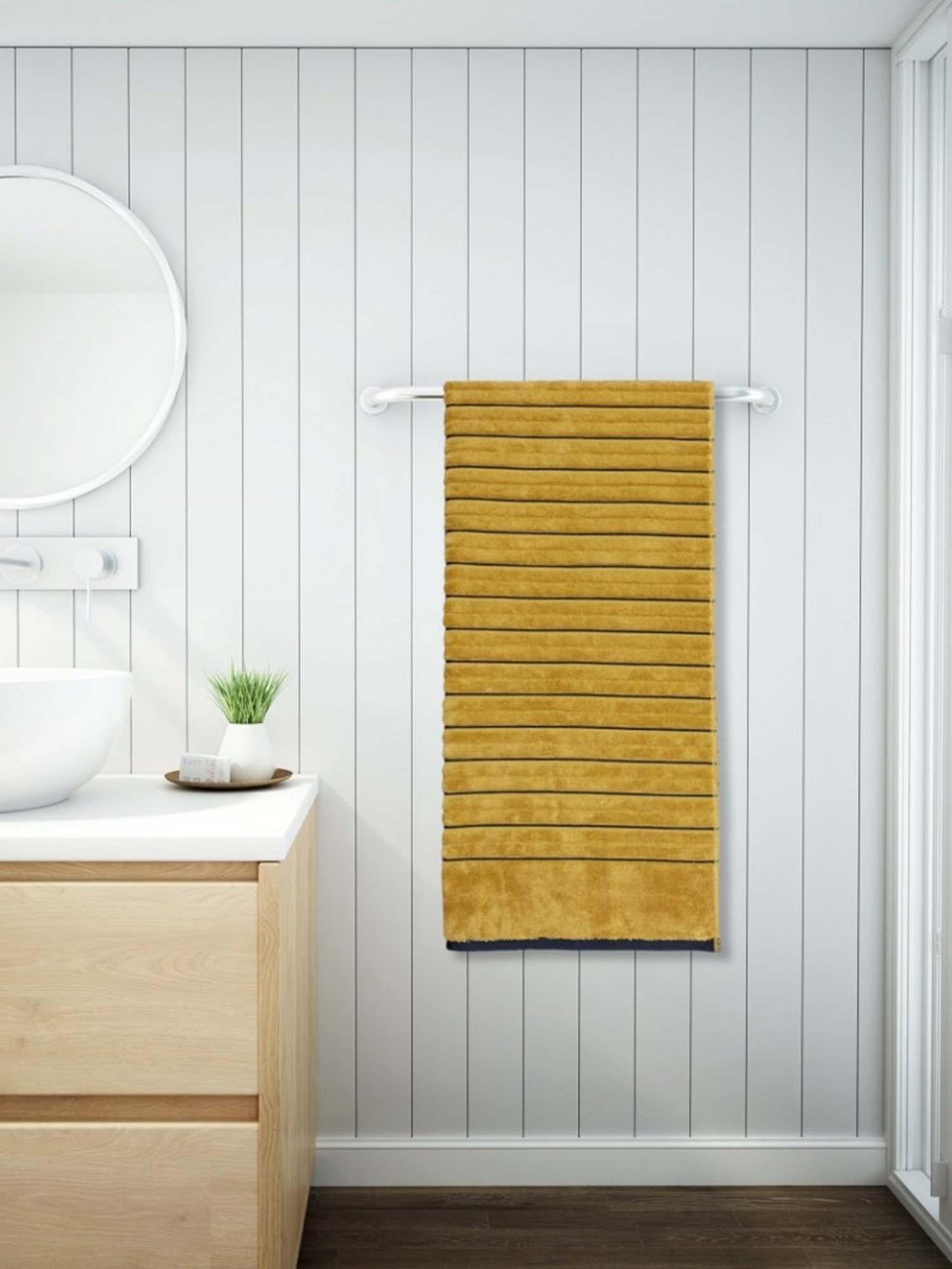 Spaces Exotica Striped Mustard 575 GSM Cotton Bath Towel