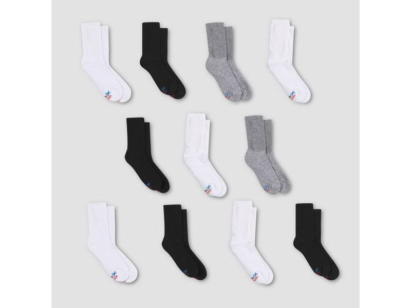 Hanes Boys' 10+1 Bonus Pack Xtemp Crew Athletic Socks - Colors May Vary M