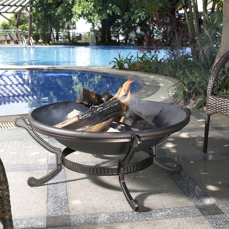 DeckMate 30371 Avondale Outdoor Backyard Patio Portable Steel Fire Bowl Fire Pit, Antiqued Copper Finish