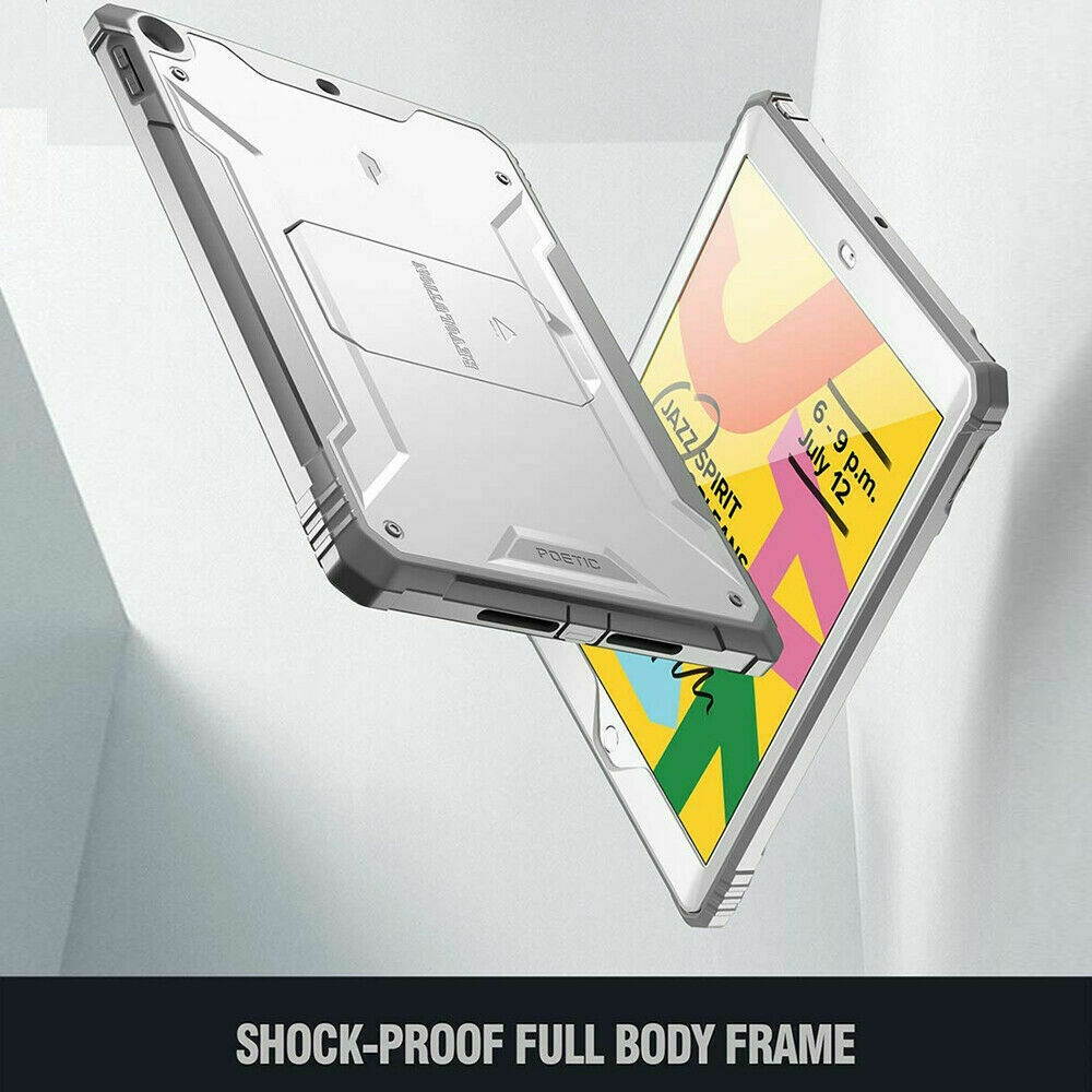 For Apple iPad 10.2 Tablet Case Rugged Shockproof Hybrid Kickstand Cover White