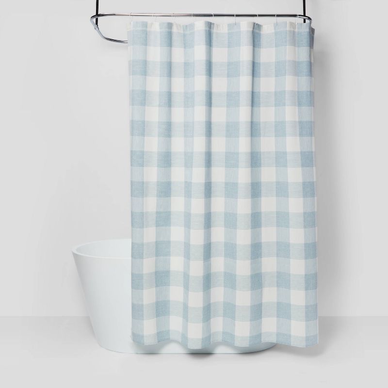 Gingham Checkered Shower Curtain Borage Blue - Threshold™