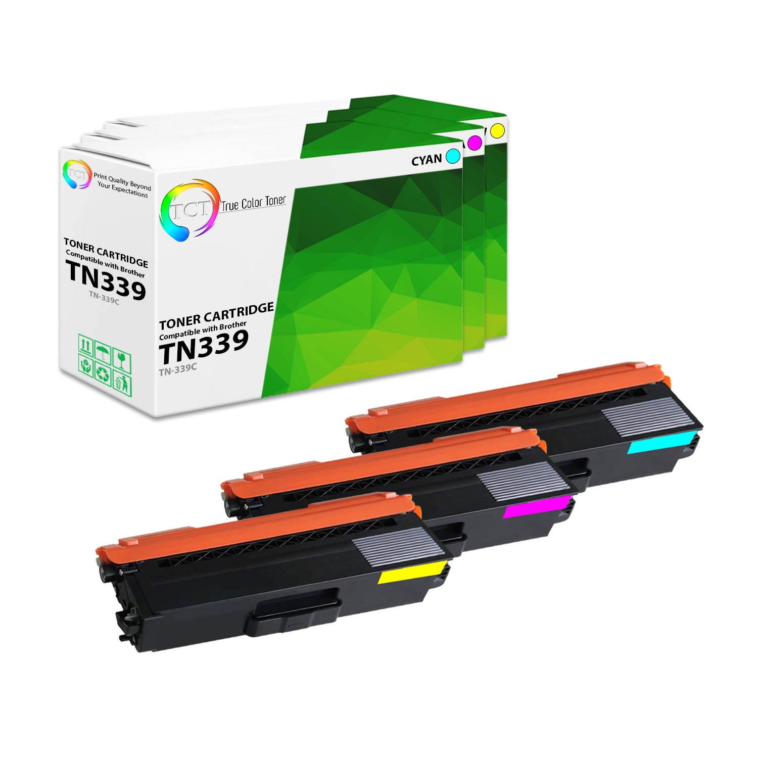 TCT Premium Compatible Toner Cartridge Replacement for Brother TN-339 TN339C TN339M TN339Y Super High Yield works with Brother HL-L9200, MFC-L9550 Printers (C, M, Y) - 3 Pack