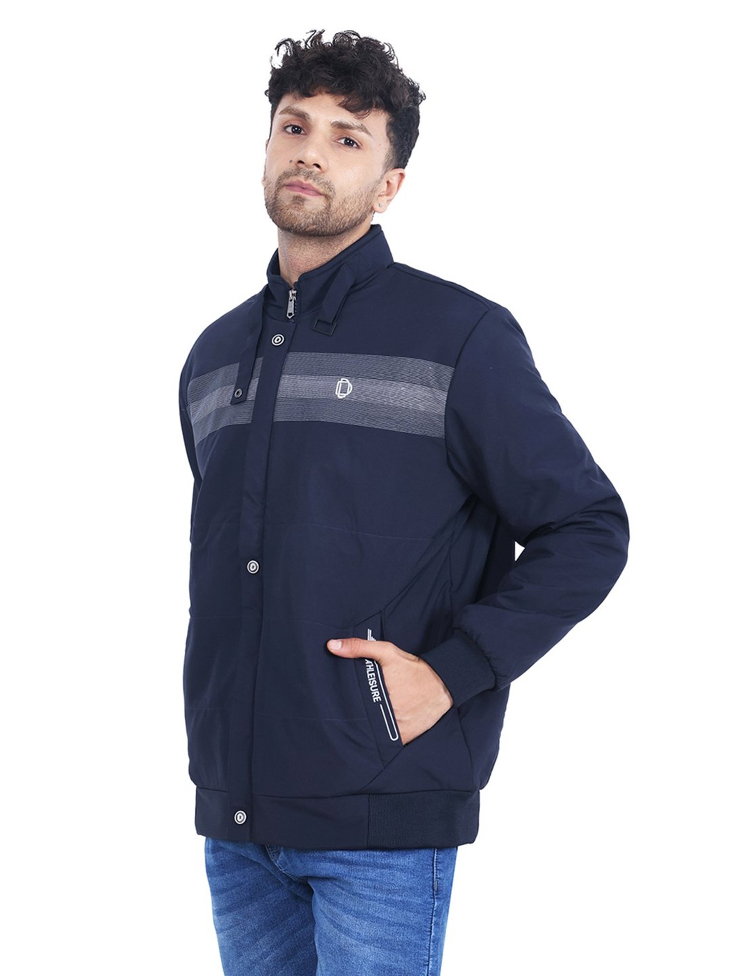 Dollar Navy Regular Fit High Neck Jacket