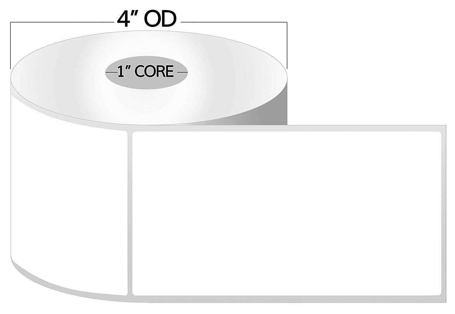 OfficeSmartLabels ZE1400600 [ 4" x 6" ] Direct Thermal Labels Postage Barcode Shipping Desktop Printer UPC FBA Sticker Zebra Compatible Labels [ 4 Rolls / 1" Core ]